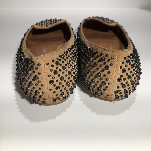 Jeffrey Campbell Black Spikes Brown Suede Flats 8 - Picture 4 of 8